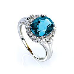 Oval Cut Blue Topaz Silver Fashion Ring