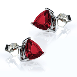 Trillion Cut Ruby Stud Earrings