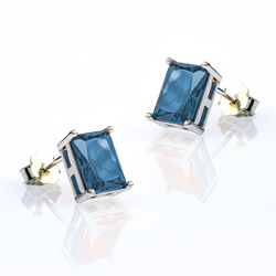 Emerald Cut Tourmaline Stud Earrings