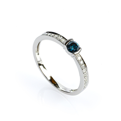 0.35 CTW 14K White Gold Blue and White Diamonds Ring