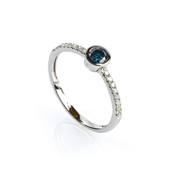 0.36 CTW 14K White Gold Blue and White Diamonds Ring