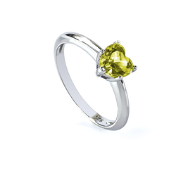 Sterling Silver Heart Shape Cut Yellow Alexandrite Ring