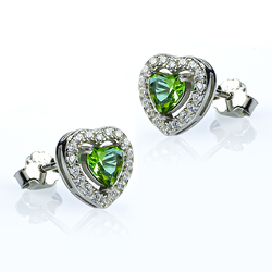 10 x 9 mm Heart Shape Cut Zultanite Halo Silver Earrings