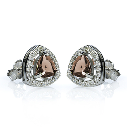 9 mm Trillion Cut Zultanite Halo Silver Earrings