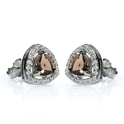 9 mm Trillion Cut Zultanite Halo Silver Earrings