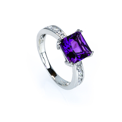 Amethyst Engagement Sterling Silver Ring