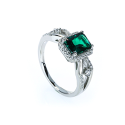 Emerald Stone Silver Ring