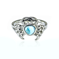 Genuine Larimar Stone Big Crap Sterling Silver Ring