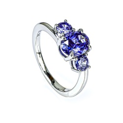 3 Stone Tanzanite Stone Silver Ring