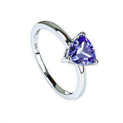 Trillion Cut Solitaire Tanzanite Stone Silver Ring