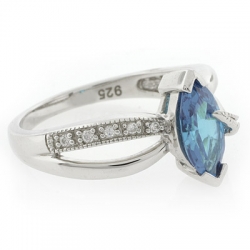 Marquise Cut Blue Topaz Silver Ring