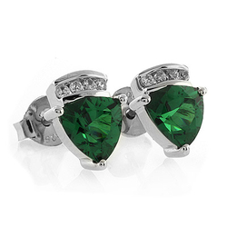 Silver Emerald Earrings