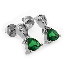 Silver Emerald Earrings