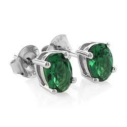 Silver Emerald Earrings