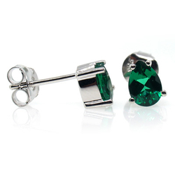 Silver Emerald Earrings