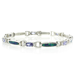 Sterling Silver Opal & Tanzanite Bracelet