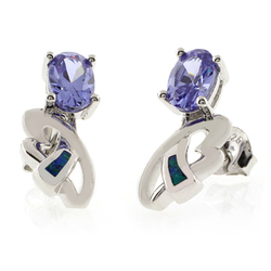 Australian Opal with Tanzanite Earrings