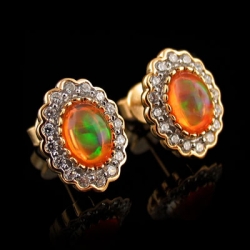 14K Gold Plated Quality Fire Opal Silver Earrings