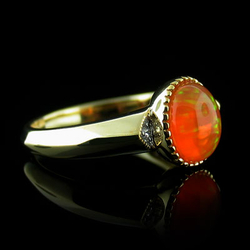 14K Gold Plated Quality Fire Opal Silver Ring