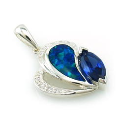 Marquise Cut Tanzanite and Opal Pendant