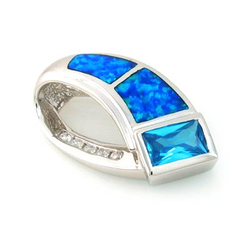 True Glamour Australian Opal Pendant with Blue Topaz