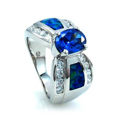 Bow Like Australian Opal Ring with Tanzanite