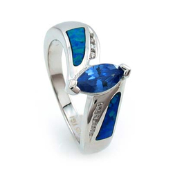 Australian Opal Ring with Marquise Cut Tanzanite