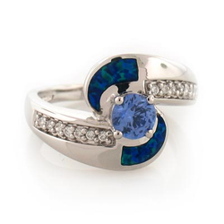 Tanzanite and Australian Blue Opal Ring