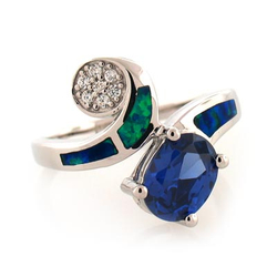 Australian Opal Stylish Ring with Tanzanite