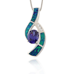 Australian Opal Pendant with Tanzanite