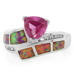 Australian Opal Ring with Pink Sapphire