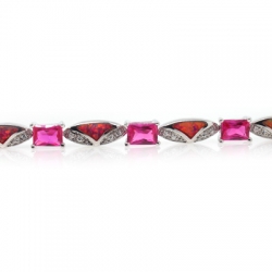 Pink Australian Opal with Pink Sapphire Bracelet