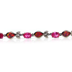 Pink Australian Opal with Pink Sapphire Bracelet