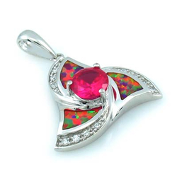 Glamorous Pink Australian Opal with Pink Sapphire Pendant