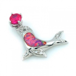 Pink Australian Opal Sea Lion Pendant