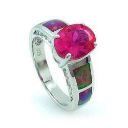 Australian Opal Ring with Pink Sapphire