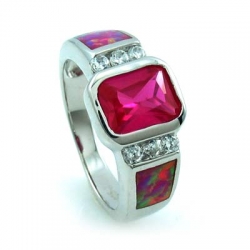 Ruby Ring with Australian Opal