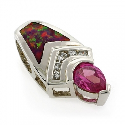 Free Shape-cut Opal Pendant with Pink Sapphire