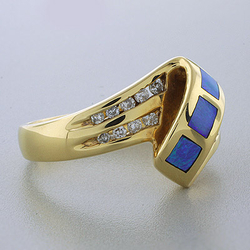 Inlaid Australian Opal Genuine Diamond Ring