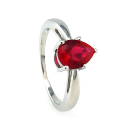 Ring With Red Ruby In Sterling Silver