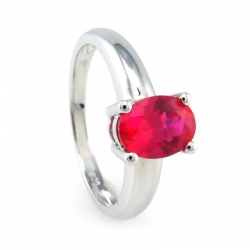 Ring With Ruby In Sterling Silver