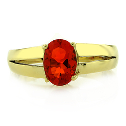 14K Yellow Gold Mexican Cherry Fire Opal Ring