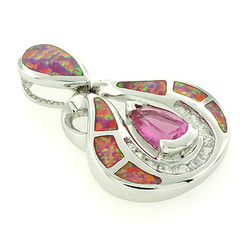 Australian Opal Pendant with Pink Sapphire