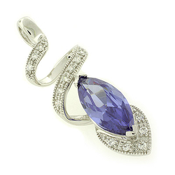 Marquise Cut Tanzanite Sterling Silver Pendant