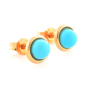 14K Solid Gold Turquoise Earrings