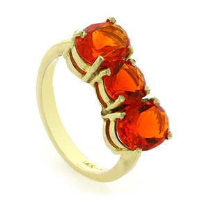 3 Stone Gold Fire Cherry Opal Ring