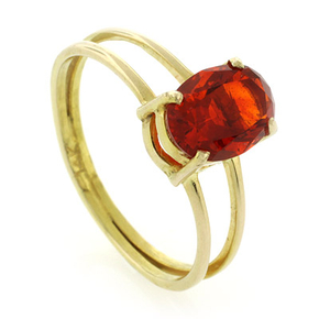 Solitaire 14k Gold Fire Cherry Opal Ring