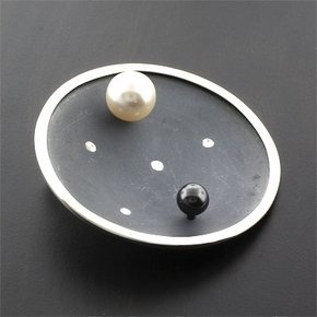 Pearl Oxidized Sterling Silver Pendant