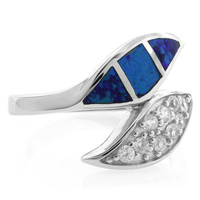 Leaf Shape Opal Sterling Silver Ring