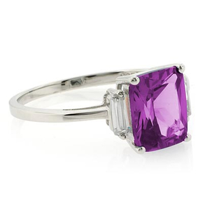 Alexandrite Emerald Cut Ring Changing Color Stone